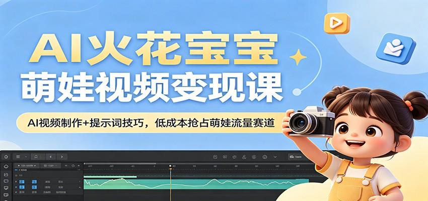AI火花宝宝萌娃视频变现课:AI视频制作+提示词技巧,低成本抢占萌娃流量赛道