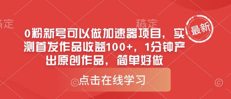 0粉新号可以做的加速器项目,实测首发作品收益100+,1分钟产出原创作品,简单好做-三零资源