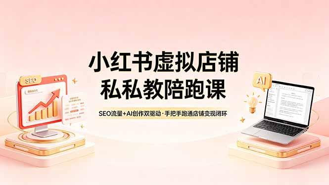小红书虚拟店铺私教陪跑课，SEO流量+AI创作双驱动，手把手跑通店铺变现闭环-三零资源