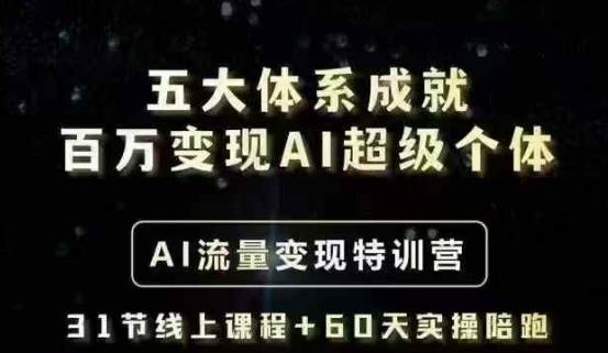 五大体系成就百万变现AI超级个体- AI流量变现特训营,一步一步教你一个人怎么年入百W-三零资源