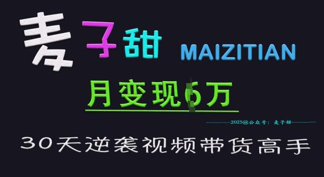 麦子甜30天逆袭视频带货高手,单月变现6W加特训营-三零资源
