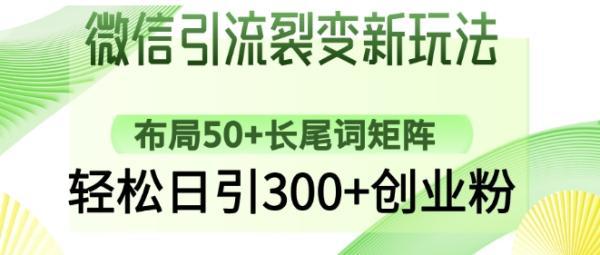 微信引流裂变新玩法:布局50+长尾词矩阵,轻松日引300+创业粉-三零资源