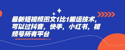 最新短视频图文1比1搬运技术,可以过抖音,快手,小红书,视频号所有平台-三零资源