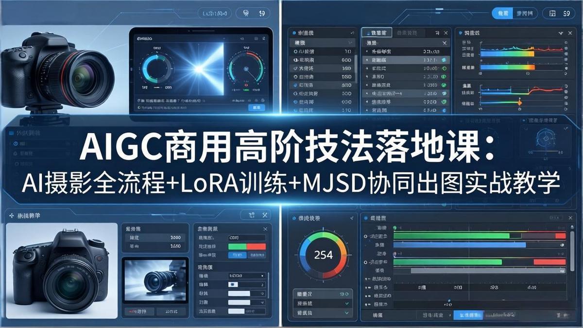 AIGC商用高阶技法落地课:AI摄影全流程+LoRA训练+MJSD协同出图实战教学