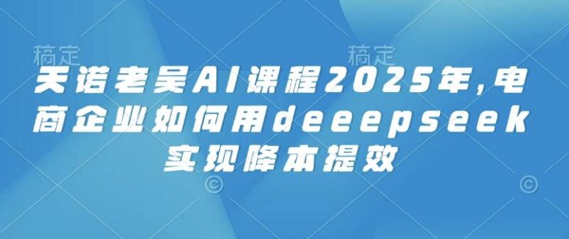 天诺老吴AI课程2025年,电商企业如何用deeepseek实现降本提效-三零资源