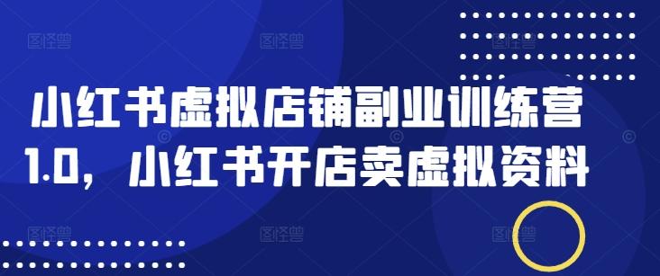 小红书虚拟店铺副业训练营1.0,小红书开店卖虚拟资料-三零资源