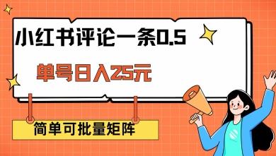 小红书评论一条0.5元 单账号一天可得25元 可矩阵操作 简单无脑靠谱【揭秘】-三零资源