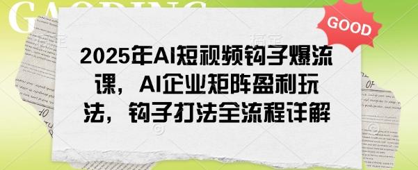 2025年AI短视频钩子爆流课,AI企业矩阵盈利玩法,钩子打法全流程详解-三零资源