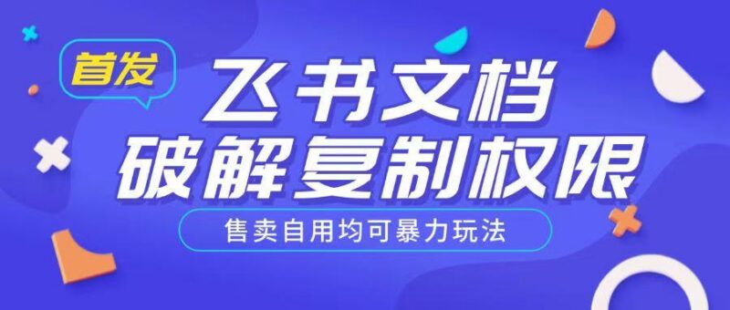 首发飞书文档破解复制权限,售卖自用均可暴力玩法-三零资源