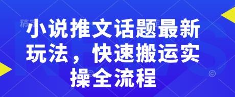 小说推文话题最新玩法,快速搬运实操全流程-三零资源