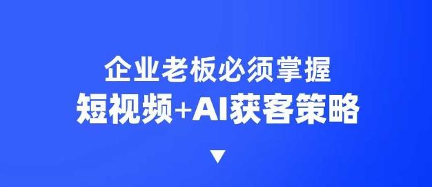 企业短视频AI获客霸屏流量课,6步短视频+AI突围法,3大霸屏抢客策略-三零资源