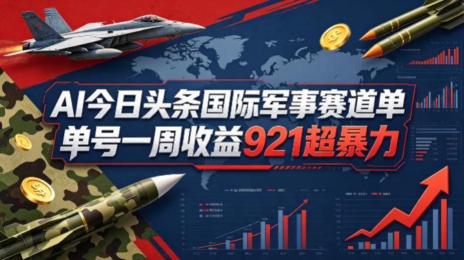 AI今日头条国际军事赛道,单号一周收益921,超暴力-三零资源