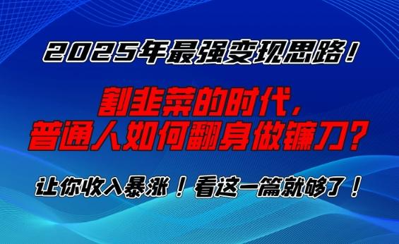 2025年最强变现思路,割韭菜的时代, 普通人如何翻身做镰刀?【揭秘】-三零资源