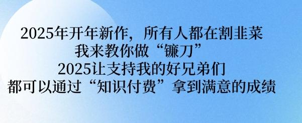 2025年开年新作,所有人都在割韭菜,我来教你做“镰刀” 2025让支持我的好兄弟们都可以通过“知识付费”拿到满意的成绩【揭秘】-三零资源