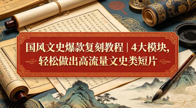 国风文史爆款复刻教程｜4大模块，轻松做出高流量文史类短片-三零资源