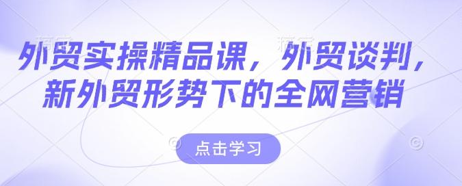 外贸实操精品课,外贸谈判,新外贸形势下的全网营销-三零资源