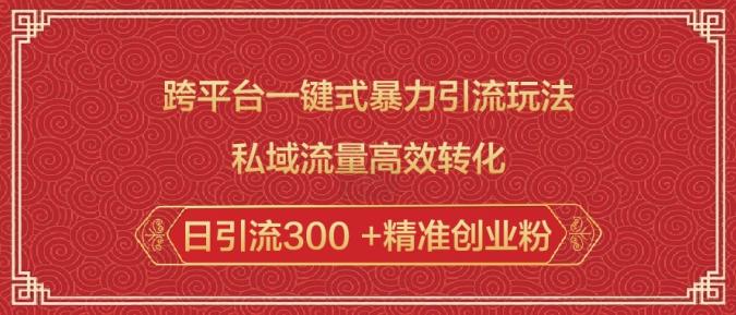 跨平台一键式暴力引流玩法,私域流量高效转化日引流300 +精准创业粉-三零资源