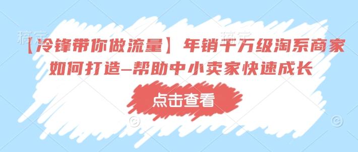 【冷锋带你做流量】年销千万级淘系商家如何打造–帮助中小卖家快速成长-三零资源