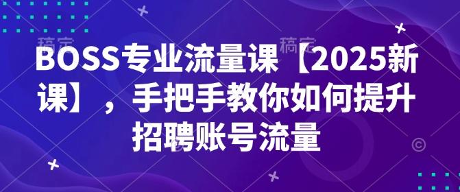 BOSS专业流量课【2025新课】,手把手教你如何提升招聘账号流量-三零资源