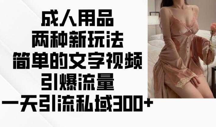 成人用品两种新玩法,简单的文字视频引爆流量,一天引流私域300+-三零资源