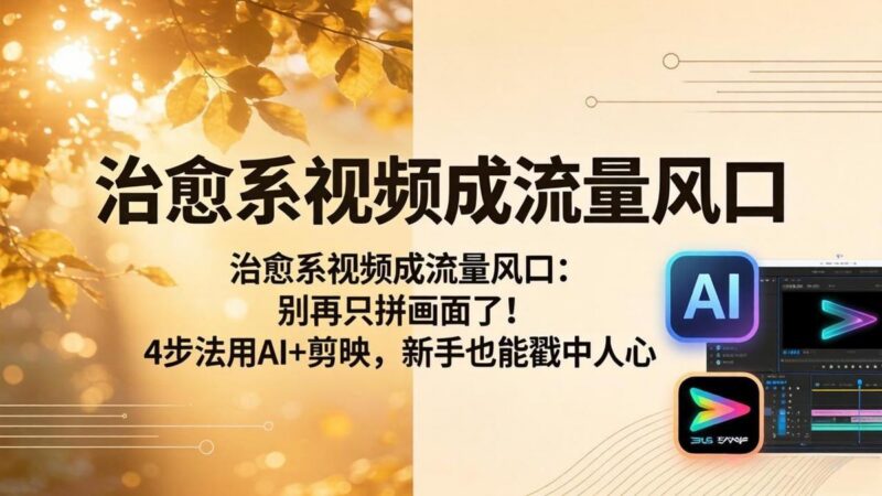 治愈系视频成流量风口:别再只拼画面了!4步法用AI+剪映,新手也能戳中人心-三零资源