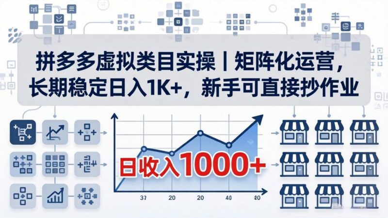 拼多多虚拟类目实操|矩阵化运营,长期稳定日入 1K+,新手可直接抄作业