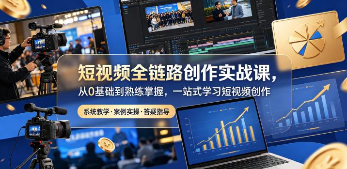 短视频全链路创作实战课，从0基础到熟练掌握，一站式学习短视频创作-三零资源
