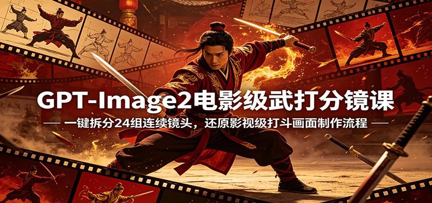 GPT-Image2电影级武打分镜课：一键拆分24组连续镜头，还原影视级打斗画面制作流程