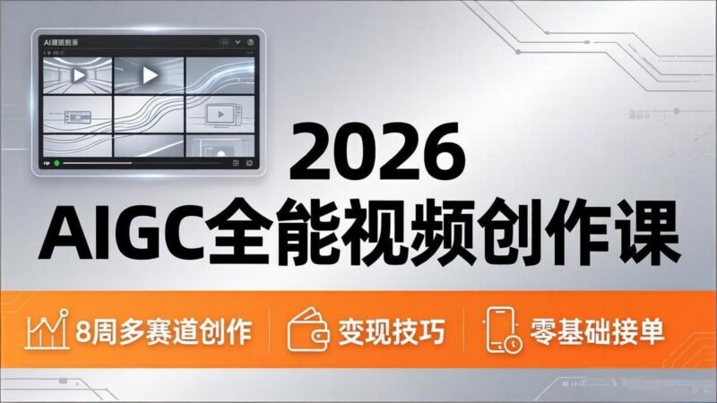 2026AIGC全能视频创作课,8周吃透多赛道创作+变现,零基础也能高效出片接单-三零资源