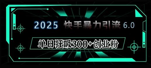 2025年快手6.0保姆级教程震撼来袭,单日狂吸300+精准创业粉-三零资源