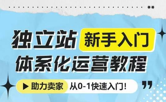 独立站新手入门体系化运营教程，助力独立站卖家从0-1快速入门!-三零资源