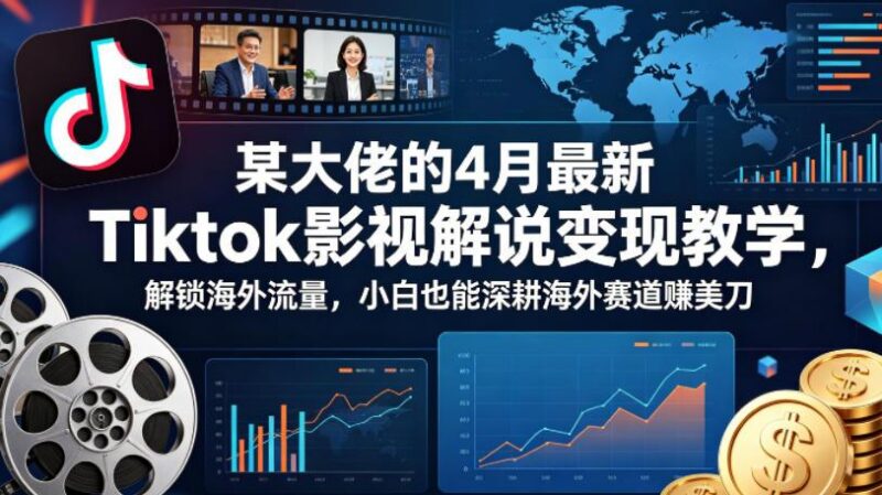 某大佬的4月最新Tiktok影视解说变现教学,解锁海外流量,小白也能深耕海外赛道賺美刀-三零资源