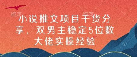 小说推文项目干货分享，双男主稳定5位数大佬实操经验-三零资源