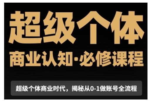 超级个体商业认知觉醒视频课,商业认知·必修课程揭秘从0-1账号全流程-三零资源
