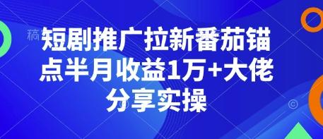 短剧推广拉新番茄锚点半月收益1万+大佬分享实操-三零资源