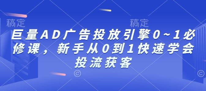 巨量AD广告投放引擎0~1必修课,新手从0到1快速学会投流获客-三零资源
