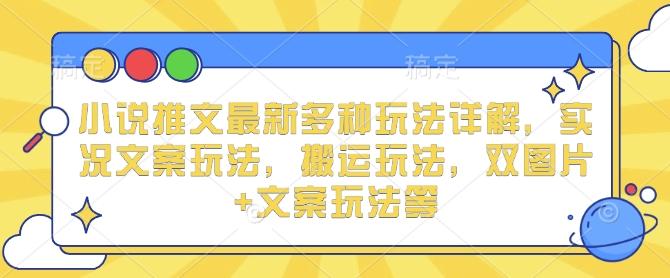小说推文最新多种玩法详解,实况文案玩法,搬运玩法,双图片+文案玩法等-三零资源