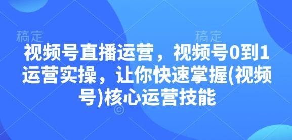视频号直播运营，视频号0到1运营实操，让你快速掌握(视频号)核心运营技能-三零资源