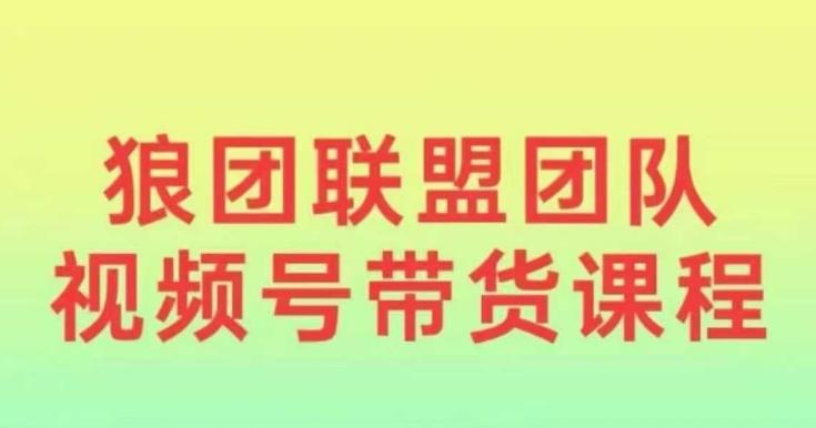 狼团联盟2024视频号带货，0基础小白快速入局视频号-三零资源