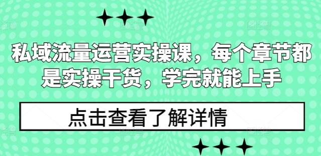 私域流量运营实操课,每个章节都是实操干货,学完就能上手-三零资源