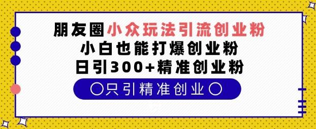 朋友圈小众玩法引流创业粉,小白也能打爆创业粉,日引300+精准创业粉【揭秘】-三零资源