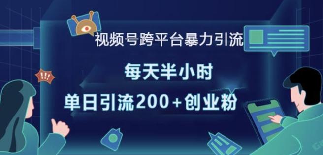 视频号跨平台暴力引流,每天半小时,单日引流200+精准创业粉-三零资源