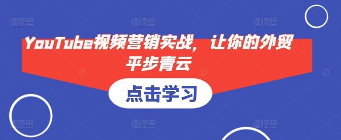 YouTube视频营销实战,让你的外贸平步青云-三零资源