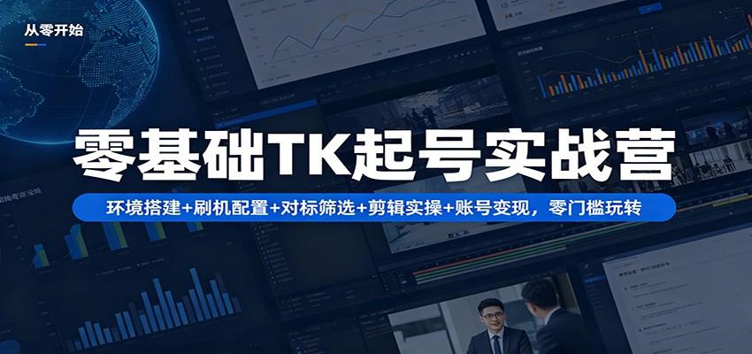 零基础TK起号实战营:环境搭建+ 刷机配置+对标筛选+剪辑实操+账号变现,零门槛玩转