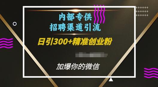 内部招聘渠道日引流300+创业粉,加爆你的微信【揭秘】-三零资源