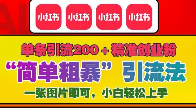 12月底小红书”简单粗暴“引流法,单条引流200+精准创业粉-三零资源
