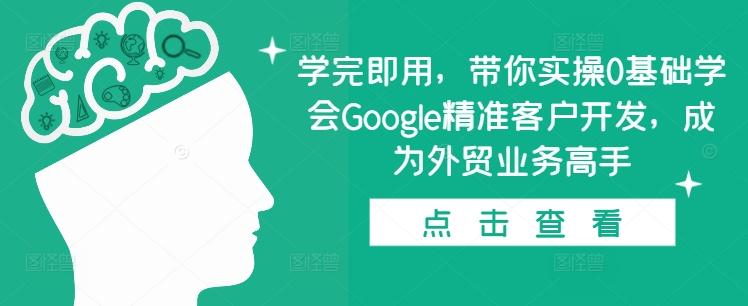 学完即用,带你实操0基础学会Google精准客户开发,成为外贸业务高手-三零资源
