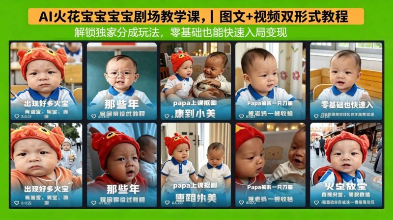 AI火花宝宝宝宝剧场教学课,图文+视频双形式教程,解锁独家分成玩法,零基础也能快速入局变现-三零资源