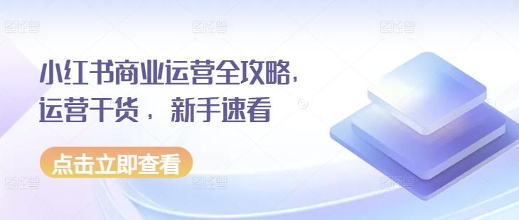 小红书商业运营全攻略，运营干货 ，新手速看-三零资源