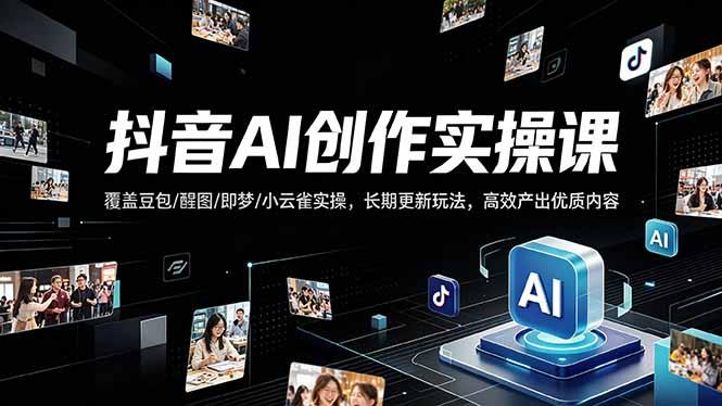 抖音AI创作变现课,覆盖豆包/醒图/即梦/小云雀实操,长期更新玩法,高效产出优质内容-三零资源